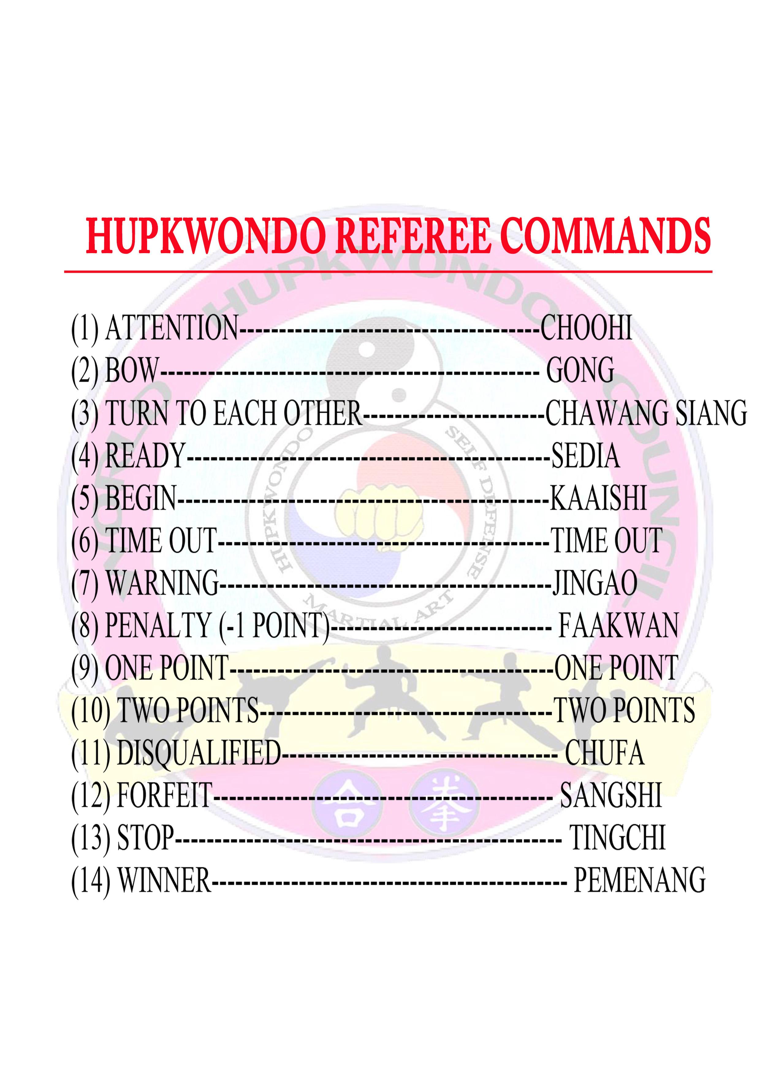 Hupkwondo Commands
